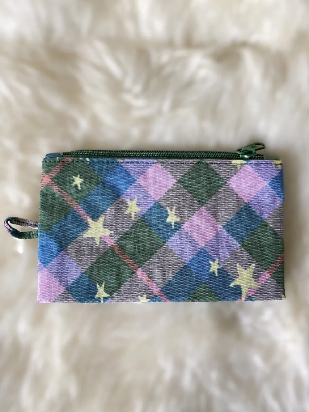 NWOT Baggu Go Pouch Small - Green Star Plaid